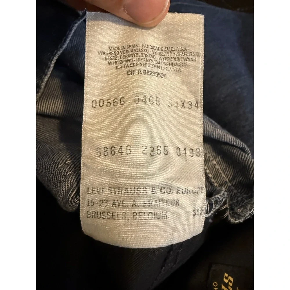 Levi's 566 Sta-Prest Jeans Mens 34x34 Blue Red Tab 90s Vintage Made in Spain
